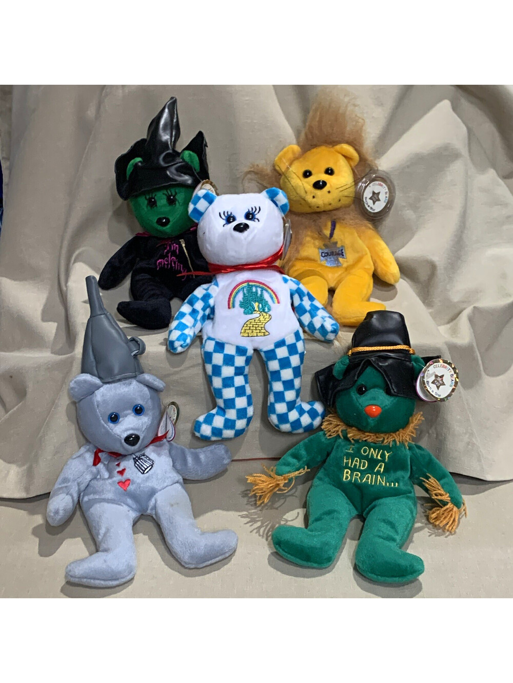 Celebrity Bears Wizard of Oz Born a Star Beanbag Plush 5pc Set Star #41-#45 1998